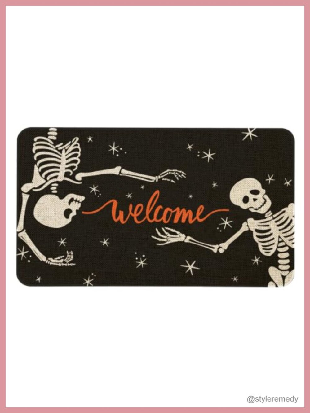 Halloween Skeleton Welcome Door Mat 30x17 Linen Rubber Non-Slip Washable